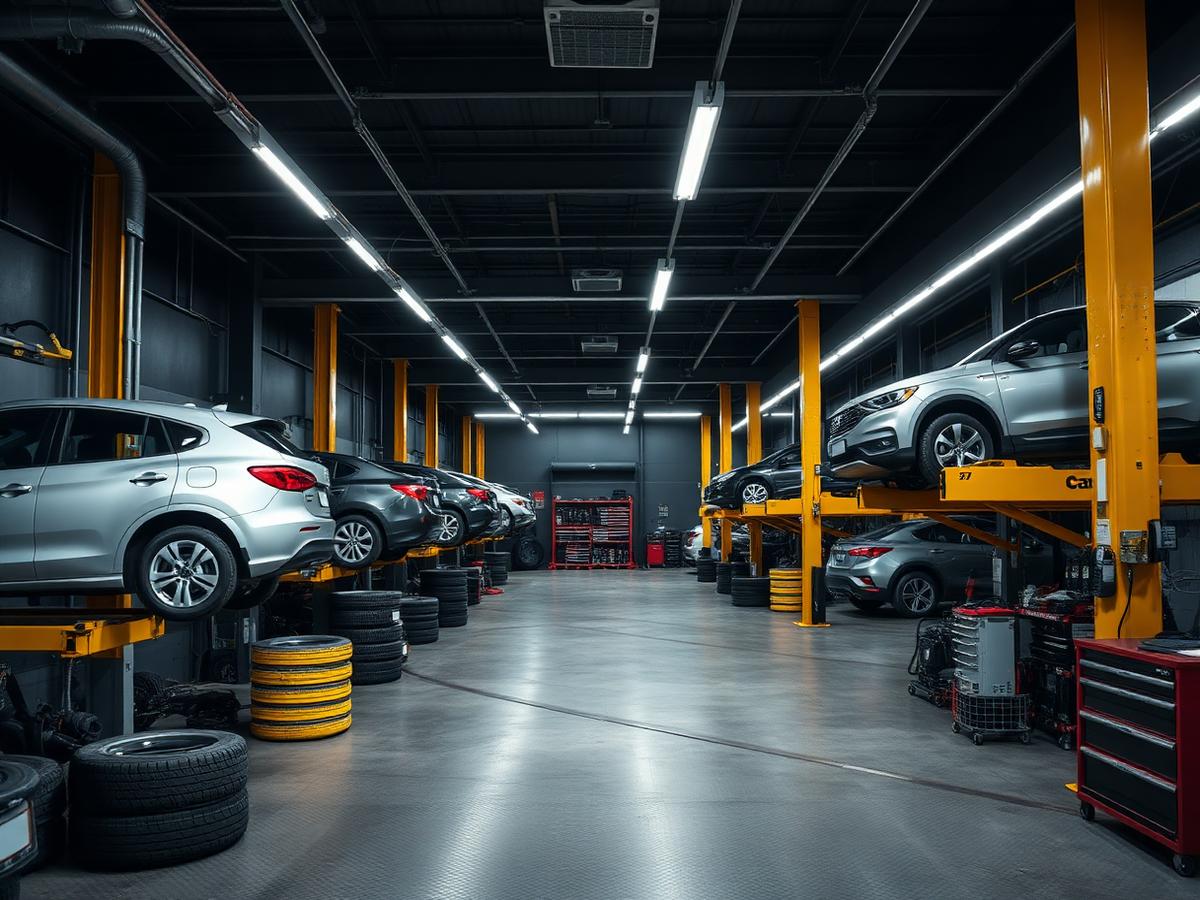 Interior of Discount Tire and Auto Repair LLC tire shop in Tallahassee with multiple service bays